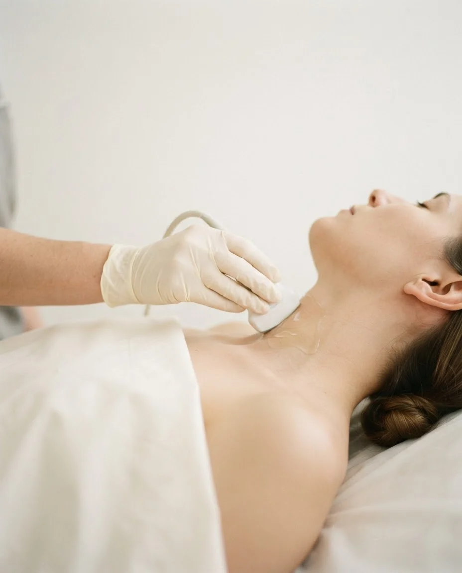 Realização de ultrassom de tireoide