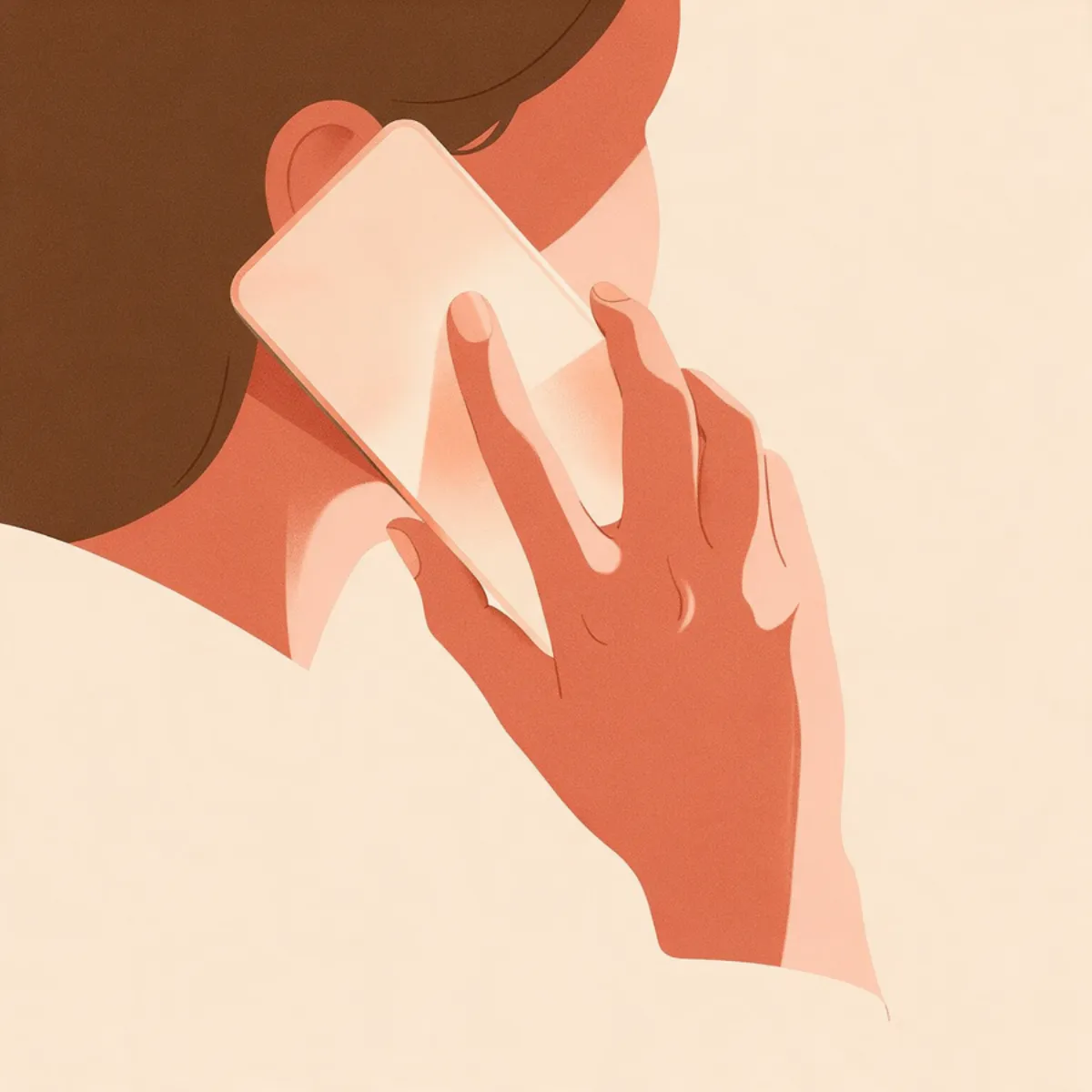 Ilustração de uma mão segurando o celular